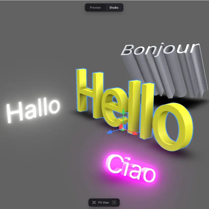 3D Text — Add and edit 3D text in your scene.