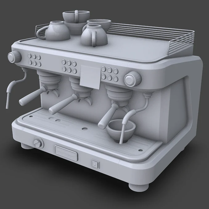 Generated 3D model of a coffee machine, untextured