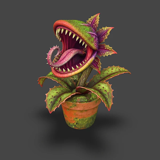 Generated 3D model of a potted plant, textured