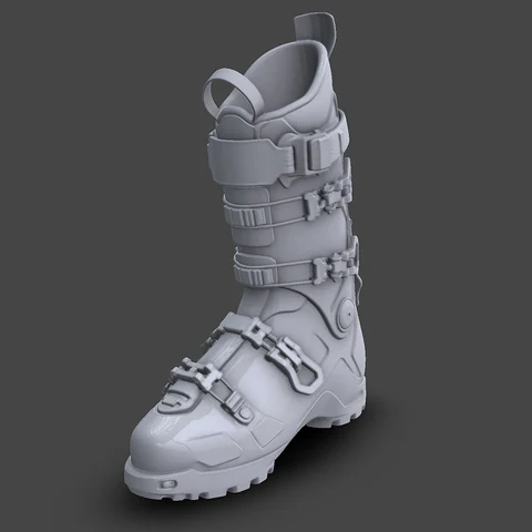 Generated 3D model of a snow boot, untextured